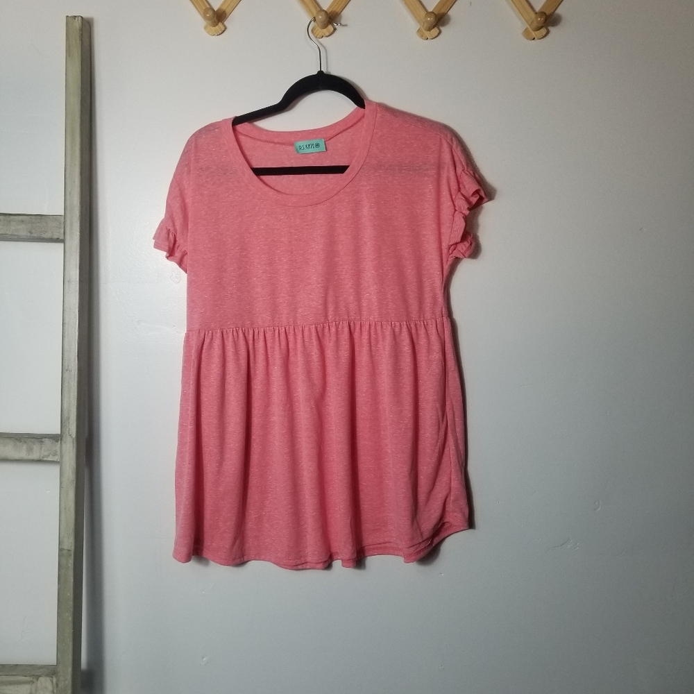 NWOT P.S. KATE WOMEN'S REDDISH PINK PEPLUM BLOUSE SIZE LARGE